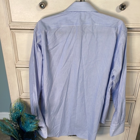 Mens Ralph Lauren pinstripe blue button down shirt classic fit size 16 - Picture 4 of 6